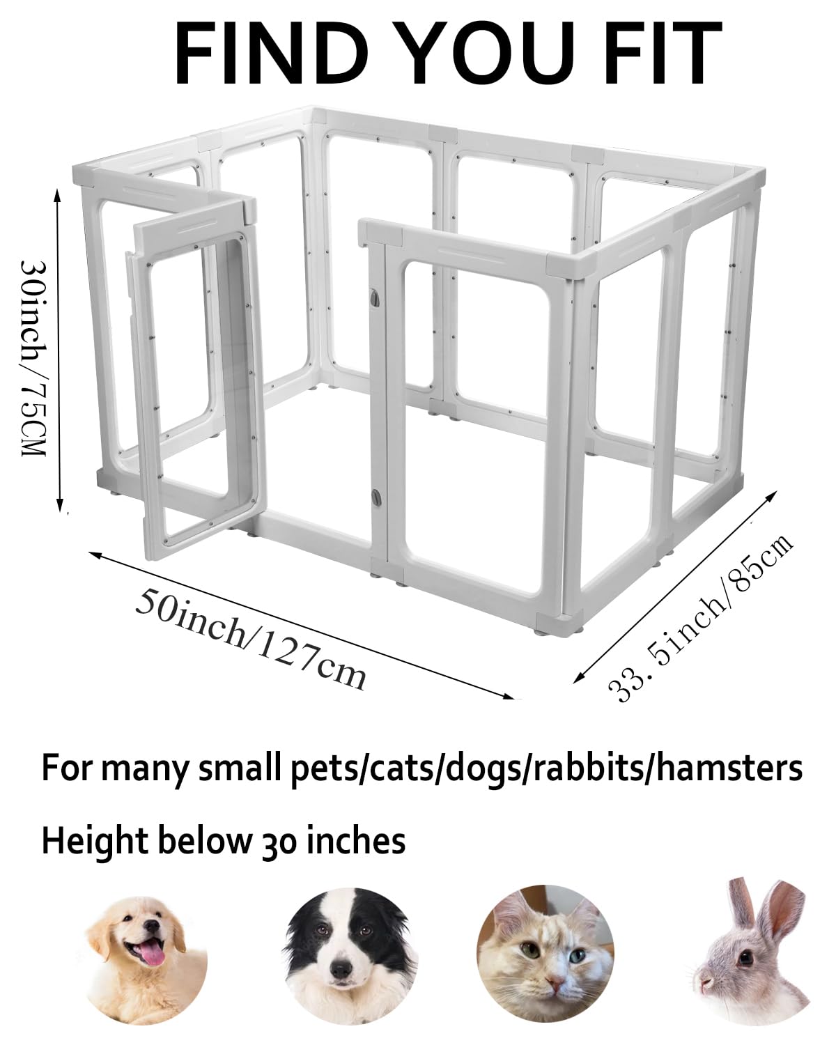 SPOODOR acrylic dog playpen door entry demonstrates safe self-entry design