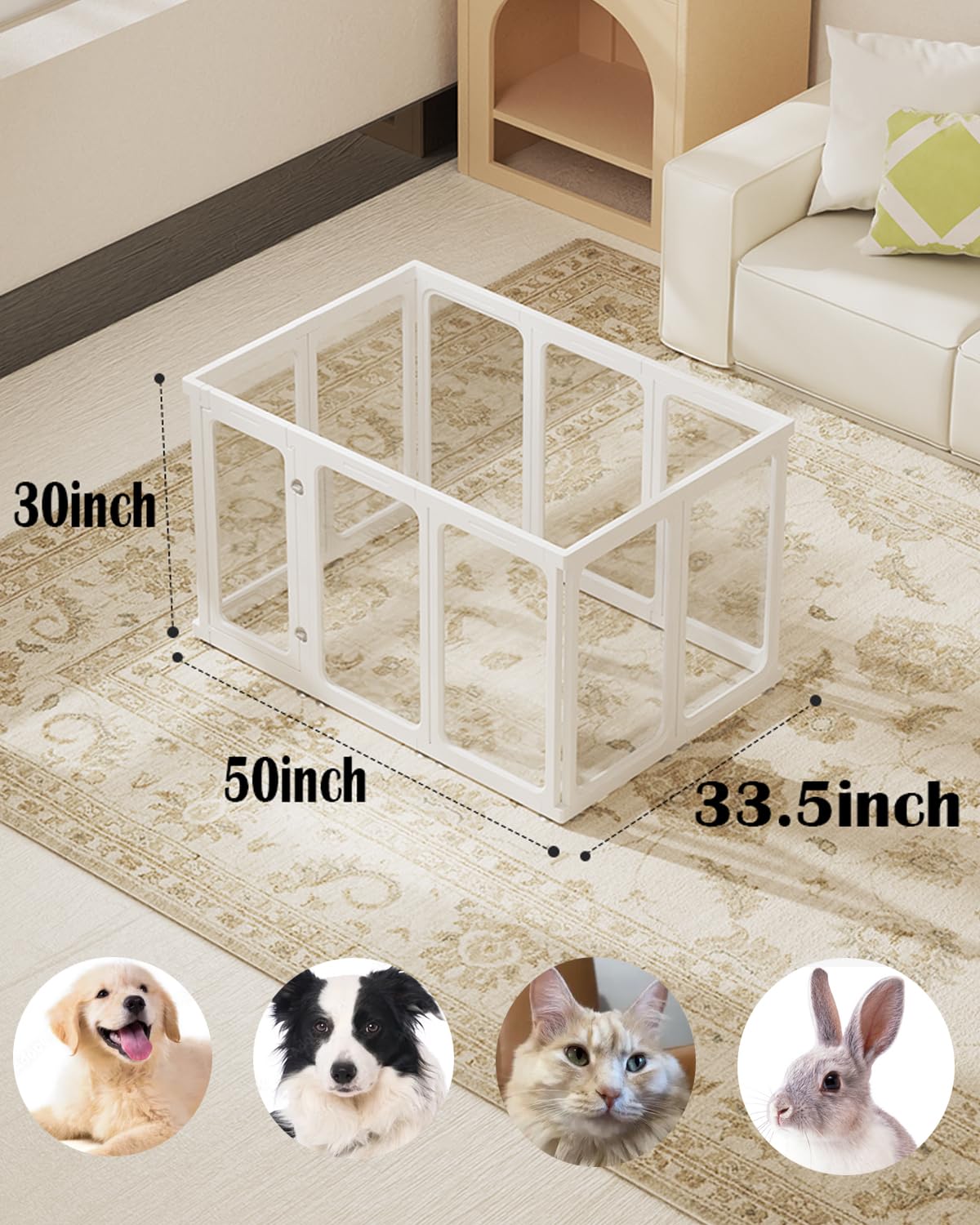 SPOODOR acrylic dog playpen indoor play area offers versatile pet space