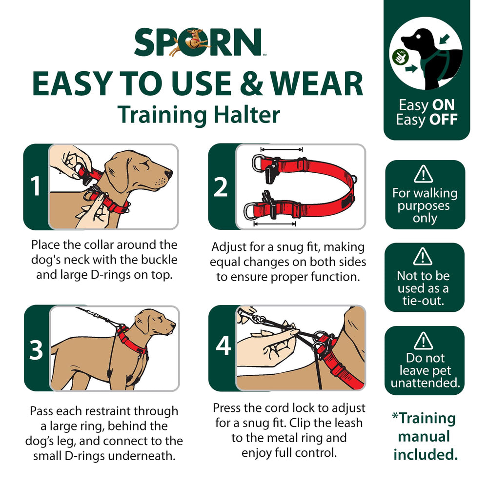 Sporn ORIGINAL Training Halter Small Blue in use during a walk for comfort.
