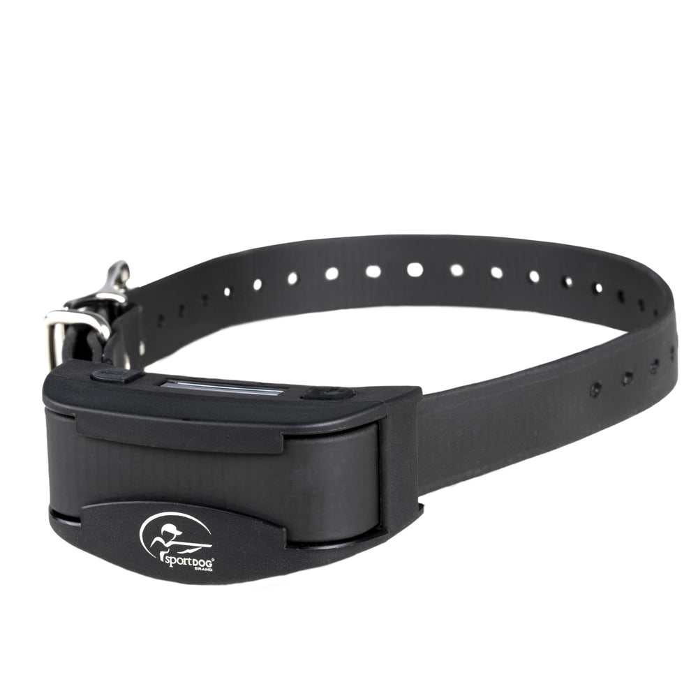 SportDOG NoBark SBC-R collar front view with OLED display for instant feedback.