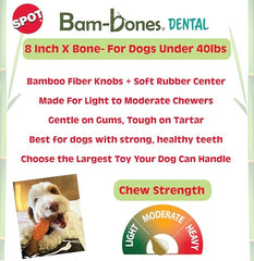 SPOT Bam-Bones: textura dual con centro de goma para masaje dental.