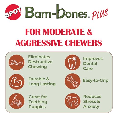 SPOT Bam-Bones Plus raised nubs massage teeth and gums for dental comfort.