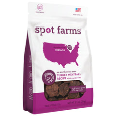 Spot Farms turkey meatball treats, bite-sized rewards for training.