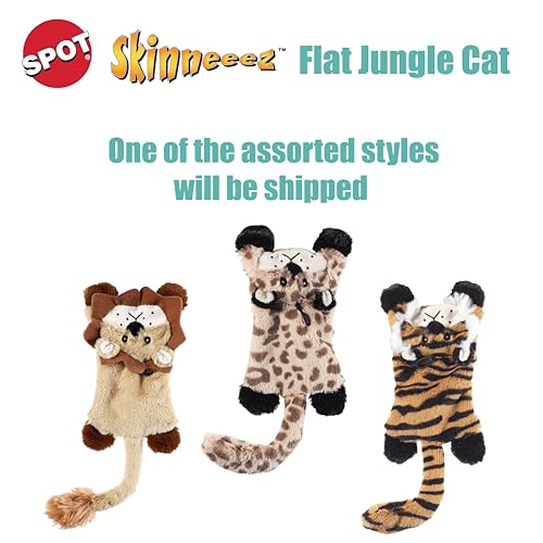 SPOT Skinneeez Flat Cat leopard squeak enhances engagement during light-chewer sessions