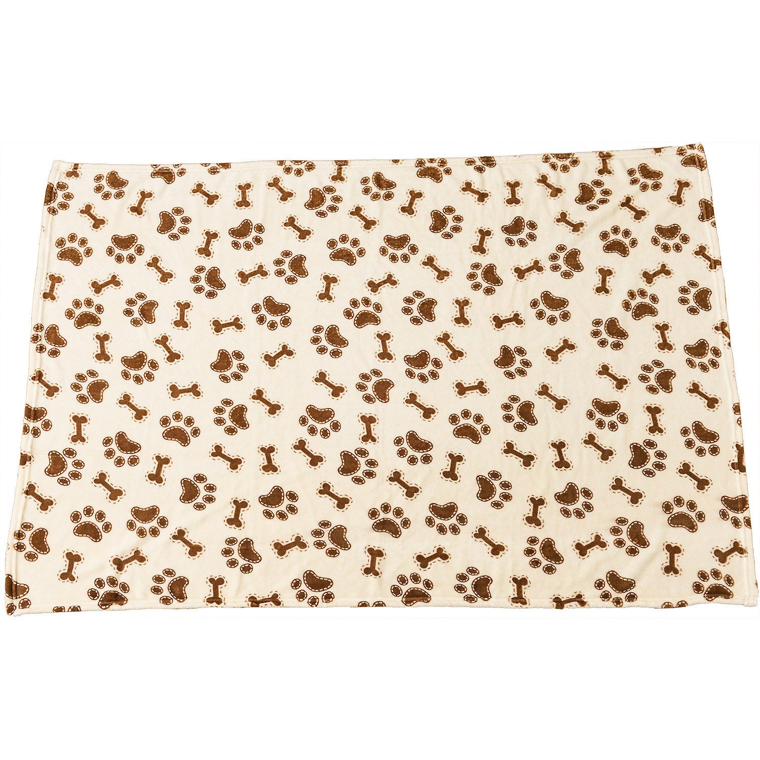 SPOT Snuggler cream blanket with bone/paw print, ideal for beds and travel