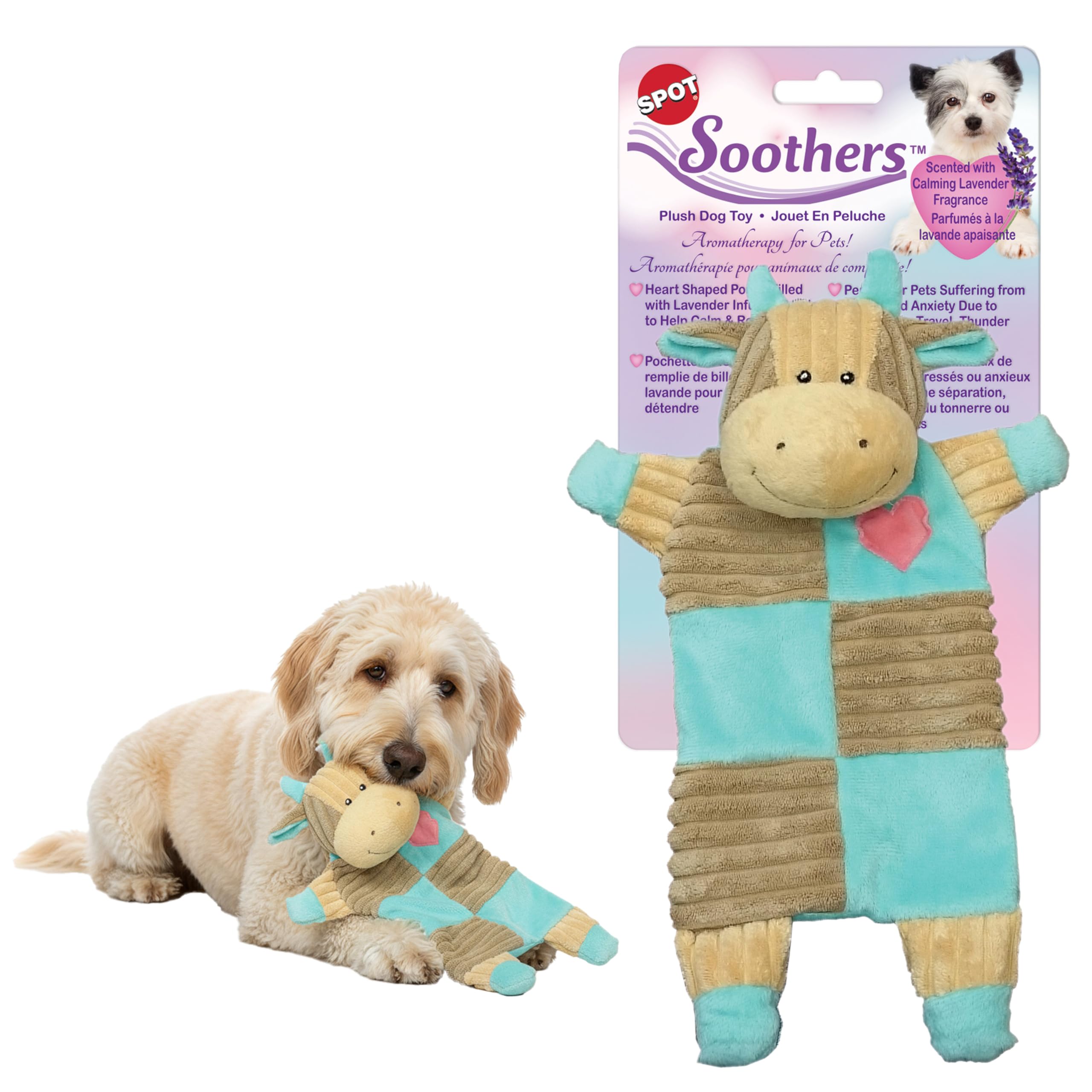SPOT Soothers Crinkle Toy monkey heart pouch lavender beads for calming play.