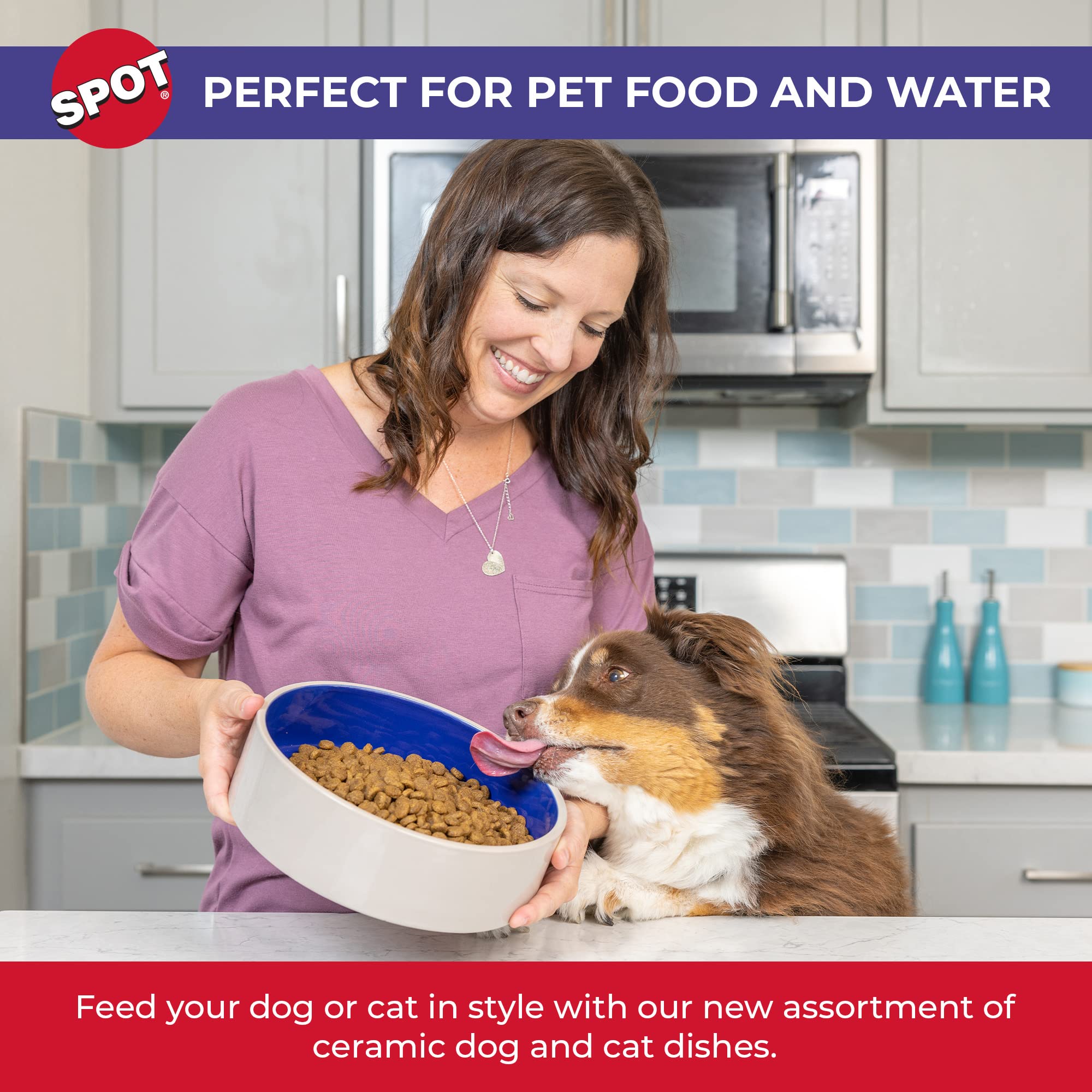 SPOT Standard Crock Dish high walls to contain kibble and water