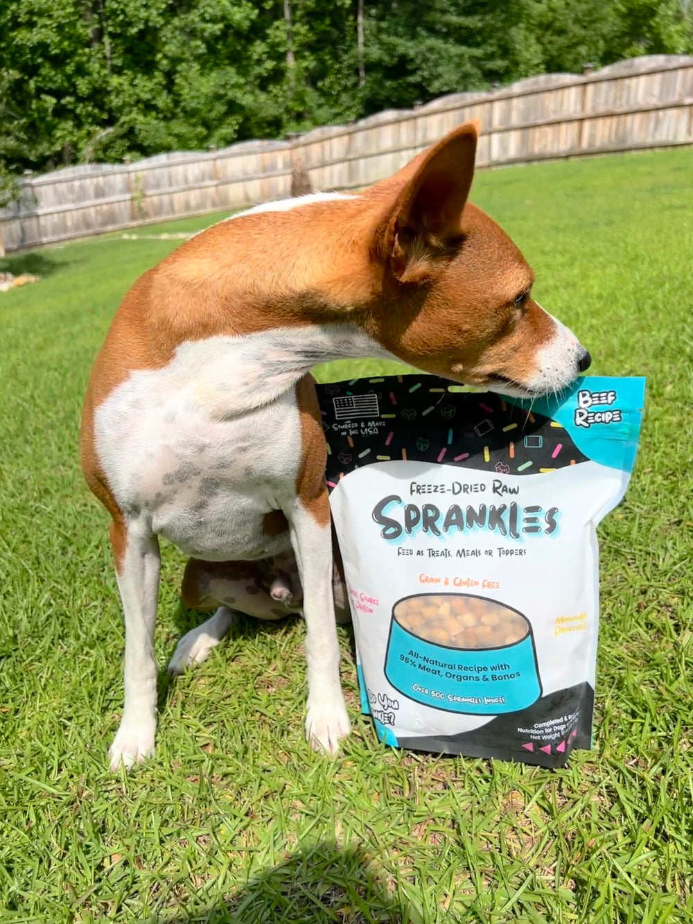SPRANKLES natural ingredients label emphasizes meat-first nutrition and grain-free recipe