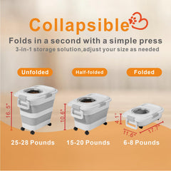 Sprbriolsm foldable 30lb dog and cat food storage saves kitchen space.