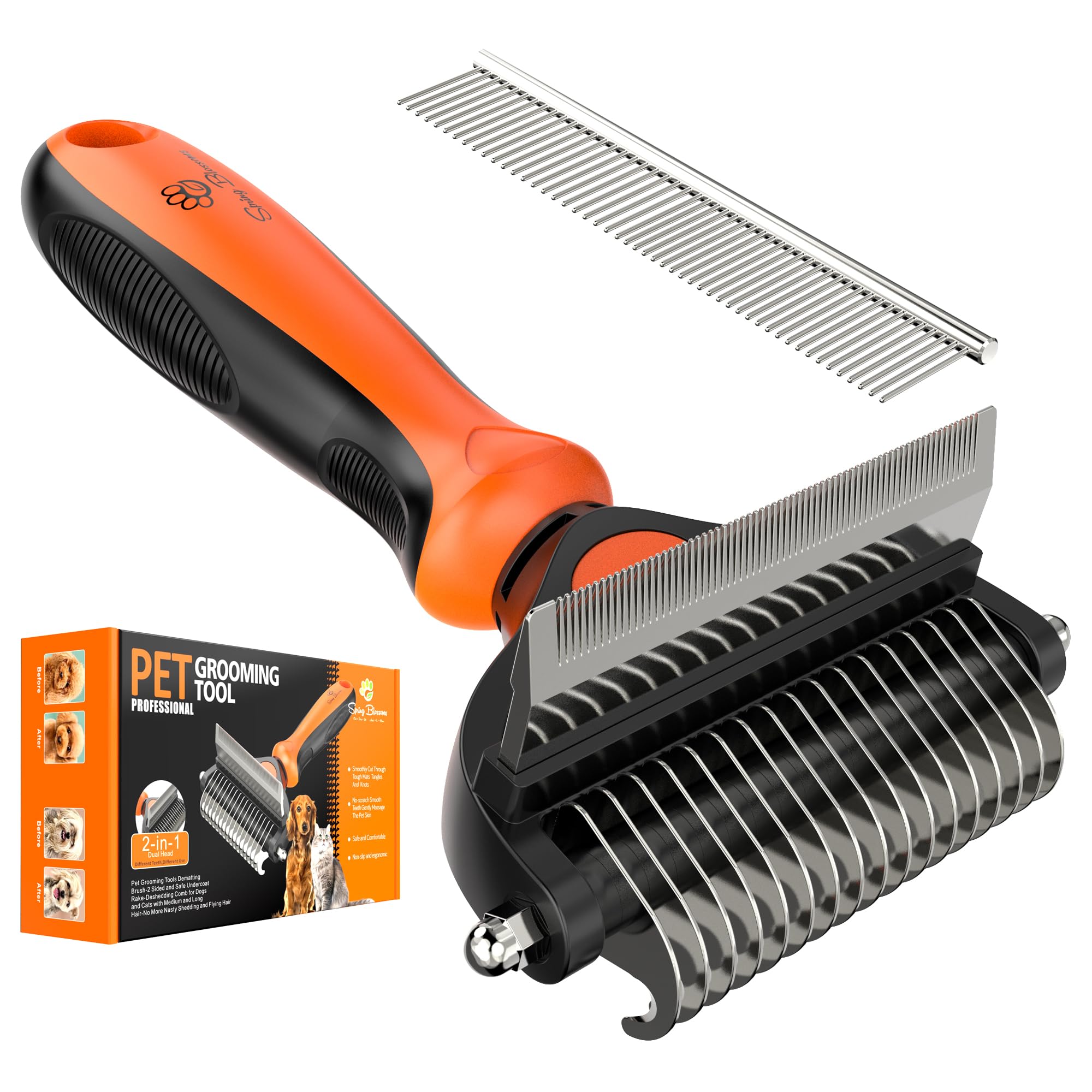 Spring Blossoms 2in1 dual-head grooming rake easing knots and tangles.