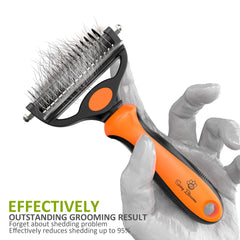 Spring Blossoms undercoat rake with 17 teeth for gentle detangling.