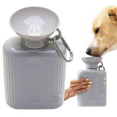 Springer dog water bottle side view with 44oz gray capacity for on-the-go hydration.