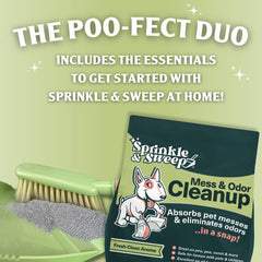 Sprinkle & Sweep 15oz bag showing premium clumping formula for odor control.