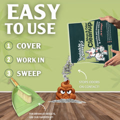 Sprinkle & Sweep activated-carbon odor-control highlights coconut-based odor neutralization.