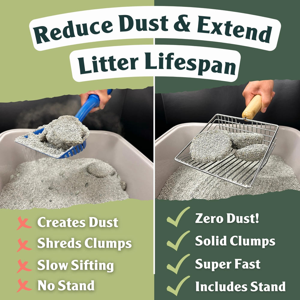 Sprinkle & Sweep speed sifter image highlights 5x faster waste removal for busy homes.