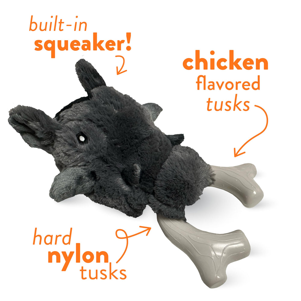 Spunky Pup Knucklehead two-in-one chew plush in action for versatile play
