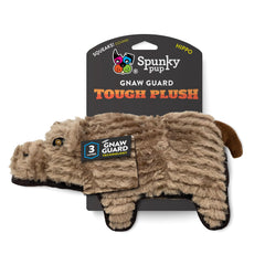 Spunky Pup Tough Plush Hippo side view shows durable triple-layer fabric.