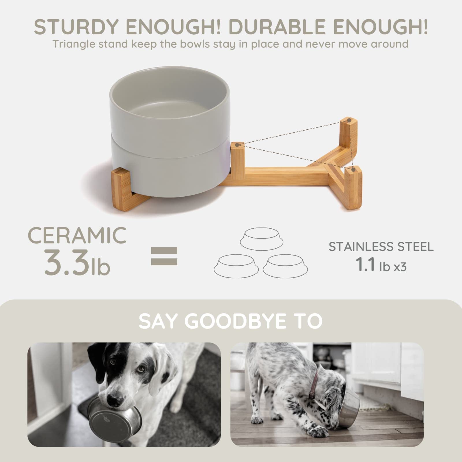 SPUNKYJUNKY dual-bowl design holds food and water in one setup.