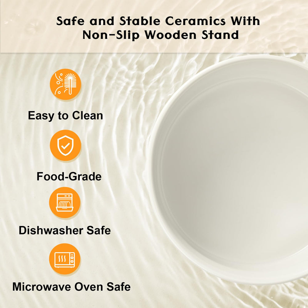 SPUNKYJUNKY setup supports dry kibble, wet food, and water at mealtime.