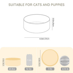 SPUNKYJUNKY 60oz ceramic dog-cat bowl beige durable ceramic surface for everyday use.