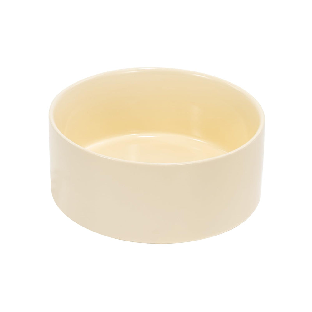 SPUNKYJUNKY 60oz ceramic dog-cat bowl beige lifestyle shot in modern home.
