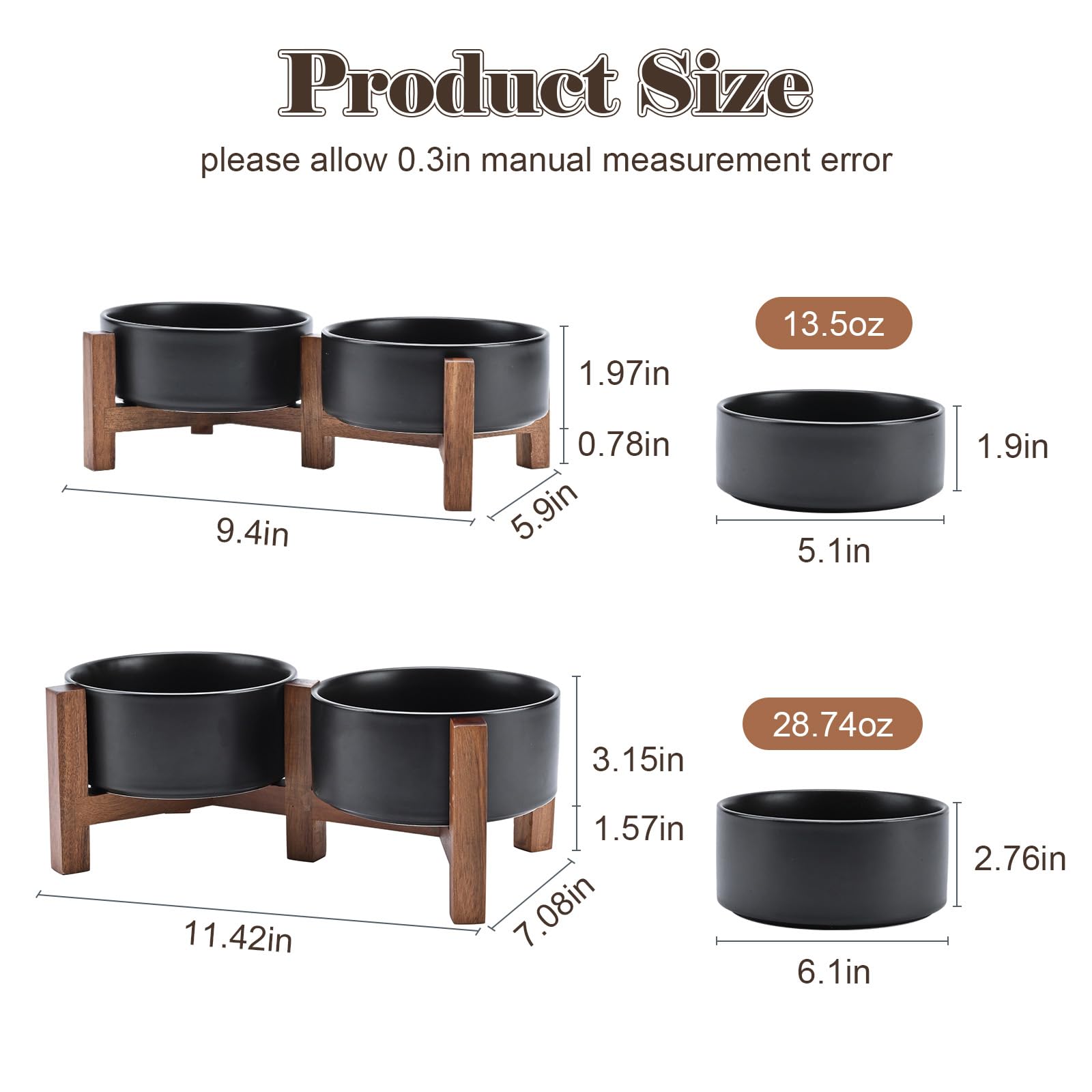 SPUNKYJUNKY acacia wood stand supports a raised feeding position with durable stability.