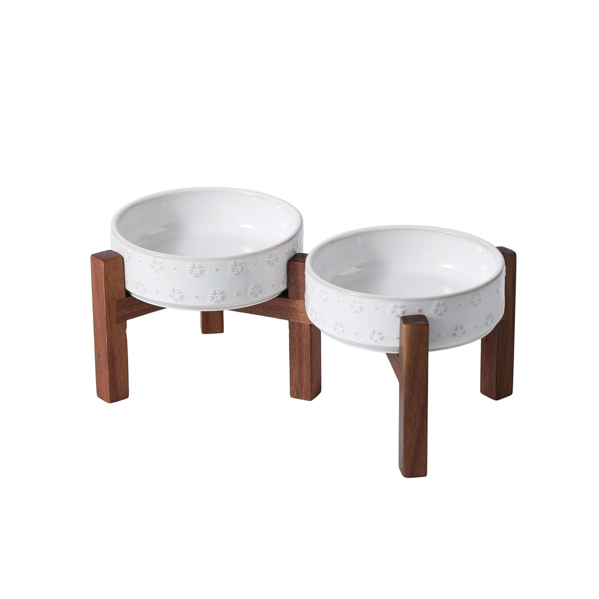 SPUNKYJUNKY ceramic dog bowl raised stand front view supports comfortable feeding posture.