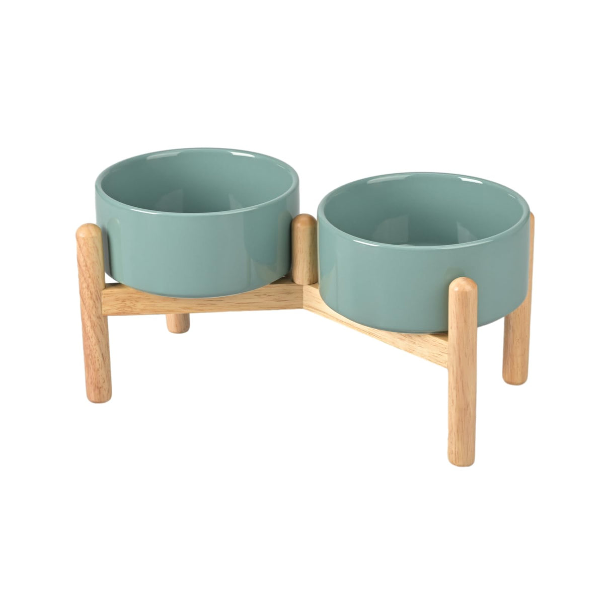 SPUNKYJUNKY ceramics raised dog bowls with double 28.7oz dark green support comfortable feeding posture