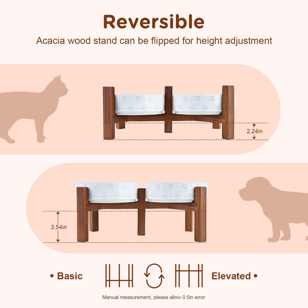 SPUNKYJUNKY dog-bowl height adjustment illustration shows two-height options for comfort.