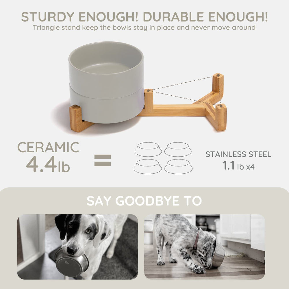 SpunkyJunky double-bowl set supports food and water with elevated arrangement.