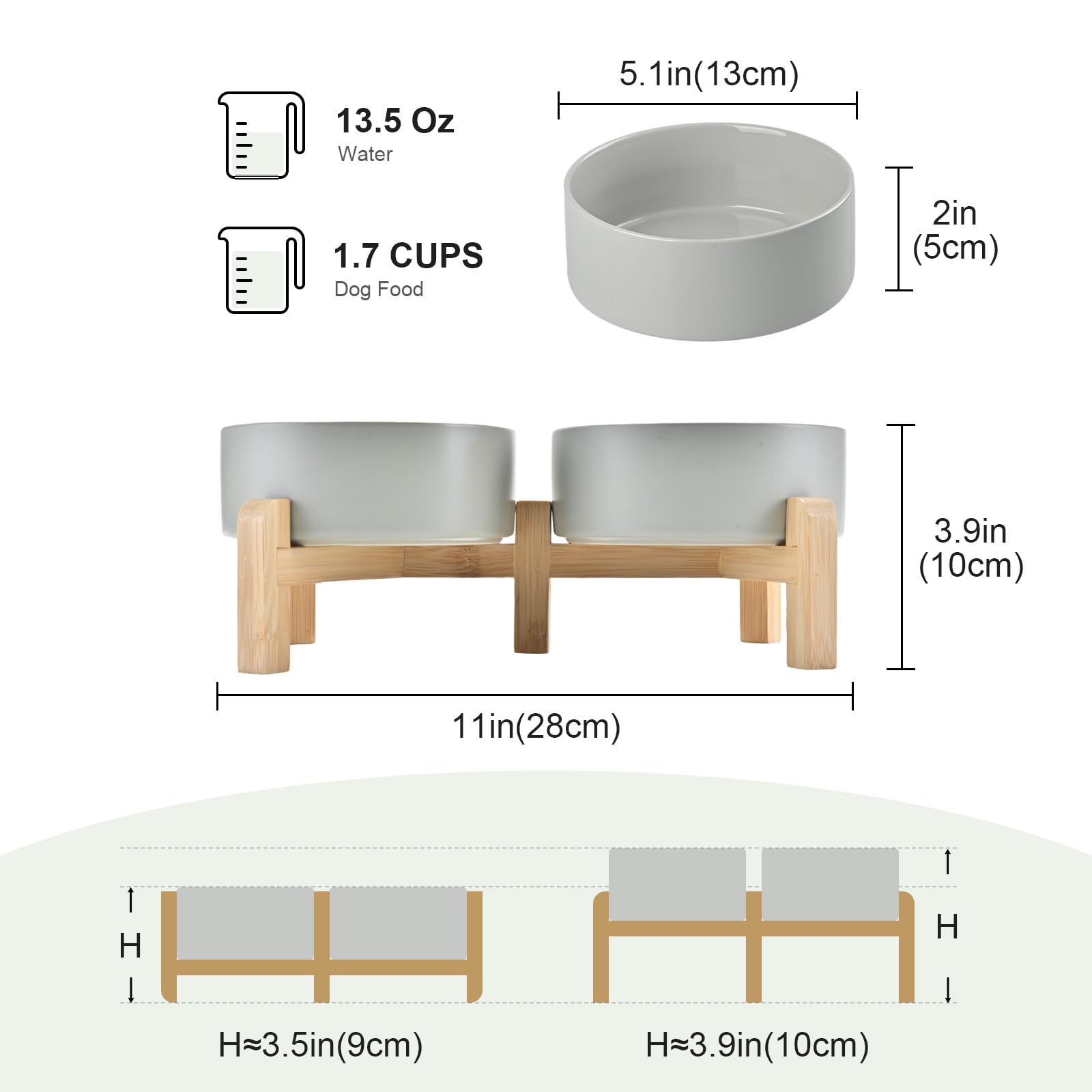 SPUNKYJUNKY bamboo stand elevates dog bowls for comfortable dining