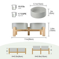 SPUNKYJUNKY bamboo stand elevates dog bowls for comfortable dining