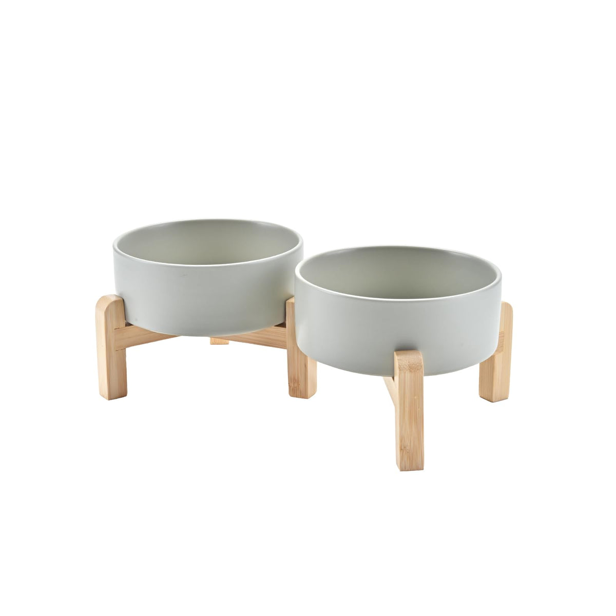 SPUNKYJUNKY elevated ceramic bowls in grey ready for meals and easy cleanup