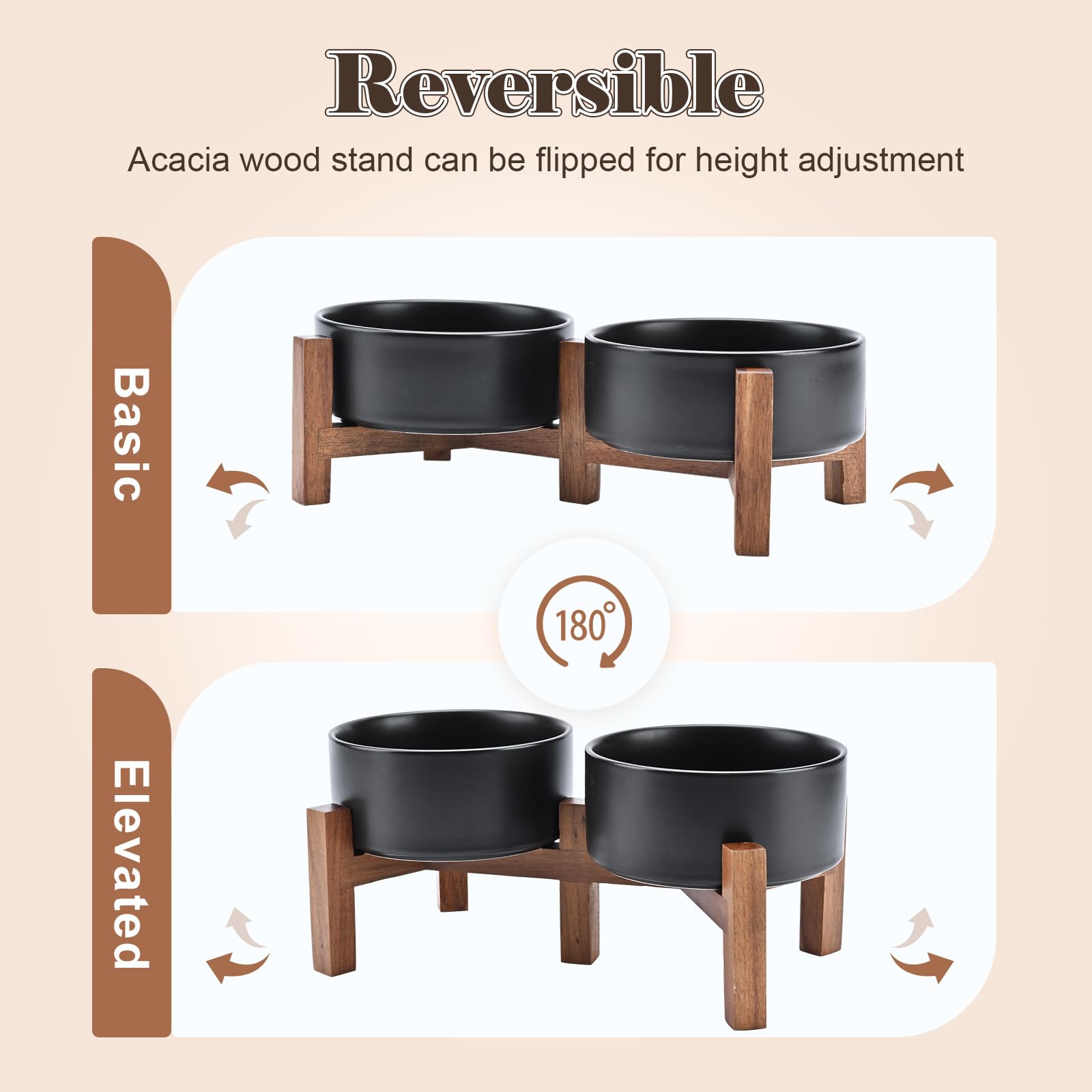 SPUNKYJUNKY raised bowl dual-height design enables comfortable eating for pets.