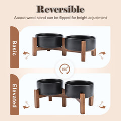 SPUNKYJUNKY raised bowl dual-height design enables comfortable eating for pets.