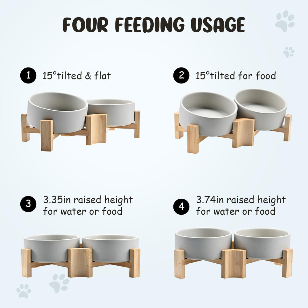 SPUNKYJUNKY two-bowl grey setup for cats and small dogs
