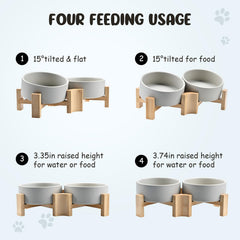 SPUNKYJUNKY two-bowl grey setup for cats and small dogs
