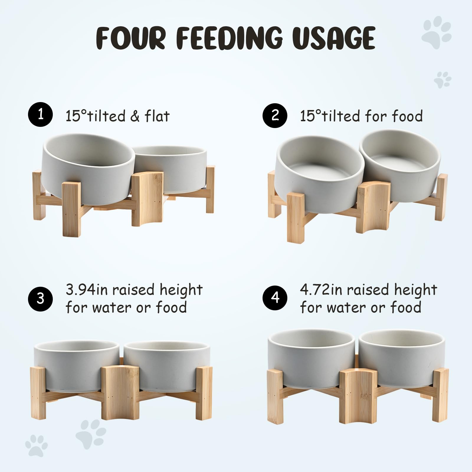 SPUNKYJUNKY wooden stand with non-slip base keeping bowl steady during meals