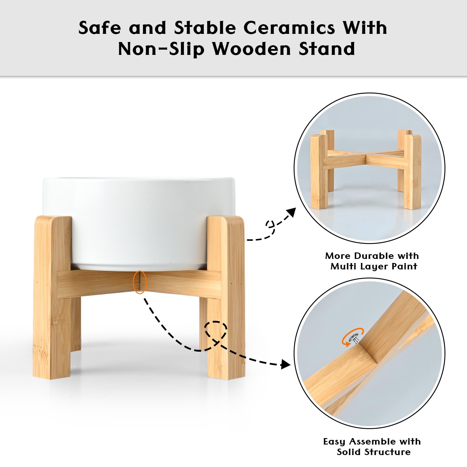 SPUNKYJUNKY wooden stand with secure screws and anti-slip padding.