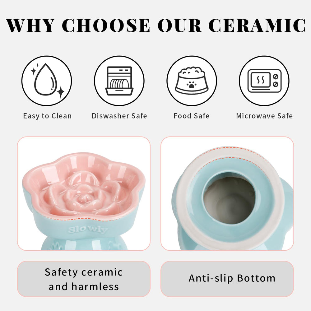 S&Q'S CERAMICS ceramic bowl stability reduces tipping during meals for pets.
