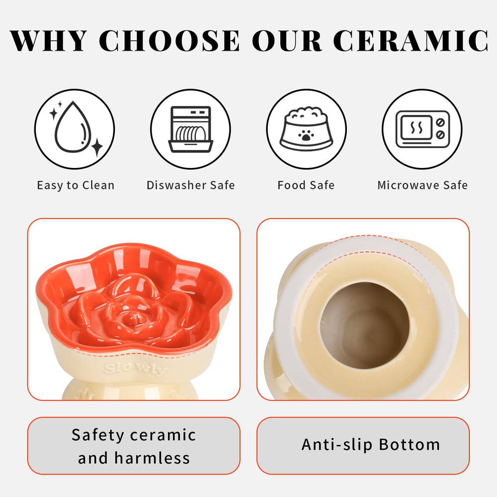 S&Q'S CERAMICS stable heavy ceramic bowl minimizes tipping during feeding.