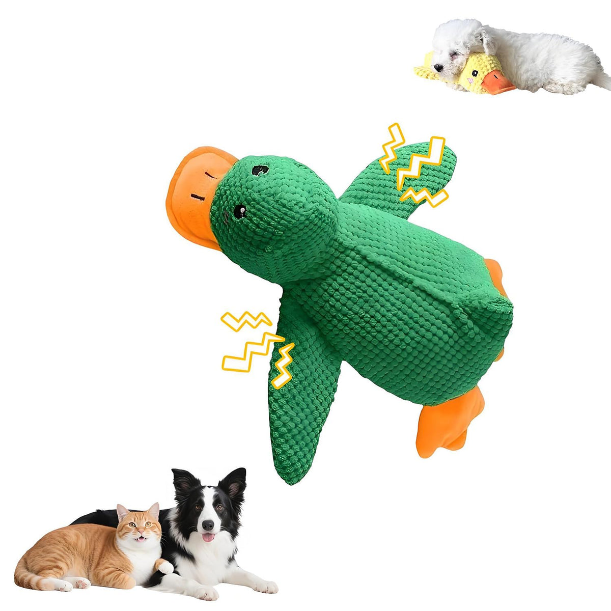 Squeaky Plush Duck Toy realistic sounds boost interactive play and hunting instinct.