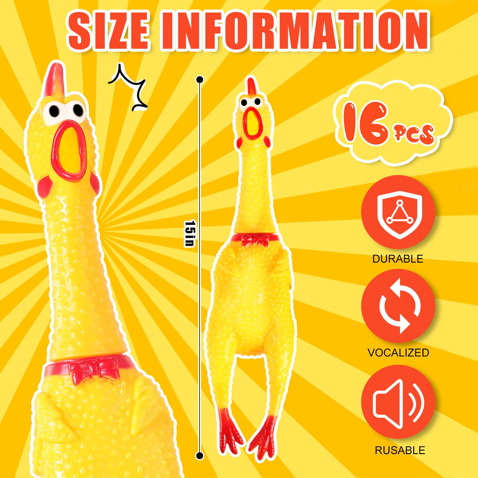 Sratte detachable-head chicken toy—easy replacement of the shriek device during play