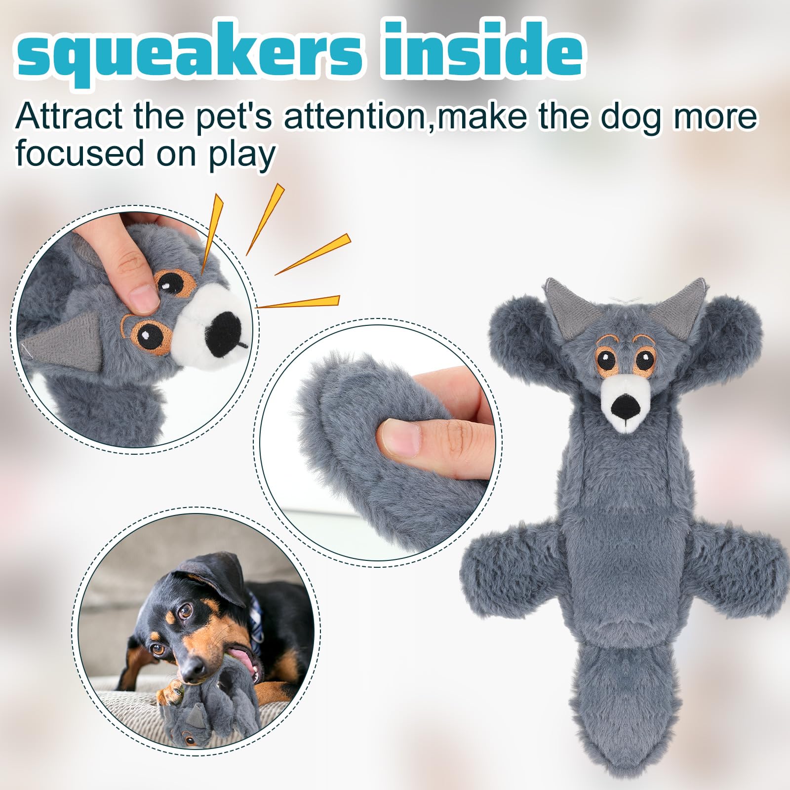 Sratte soft dog squeaky cow toy for textured gnawing and play