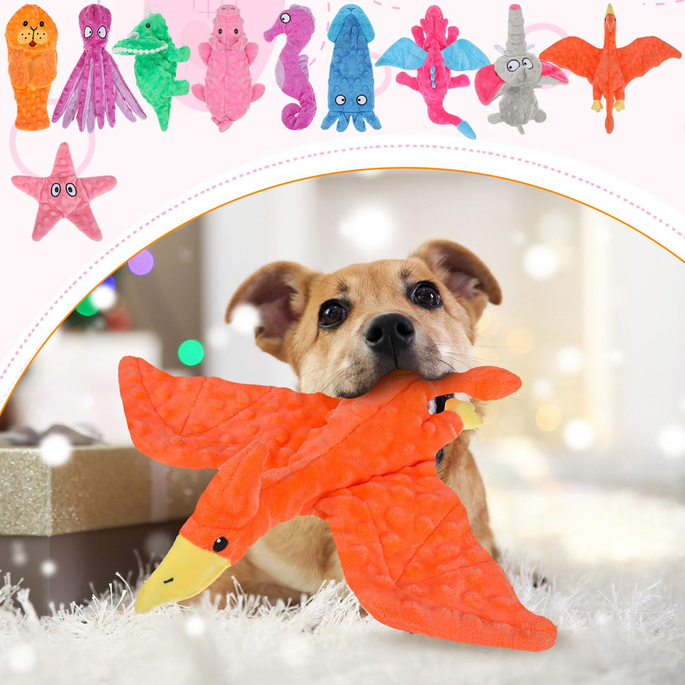 Sratte dinosaur squeaky toy adds variety to your dog's daily play.
