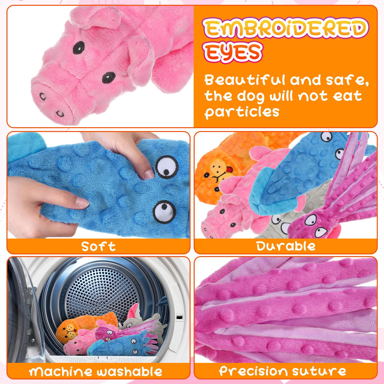 Sratte pig squeaky toy blends plush softness with playful squeaks.