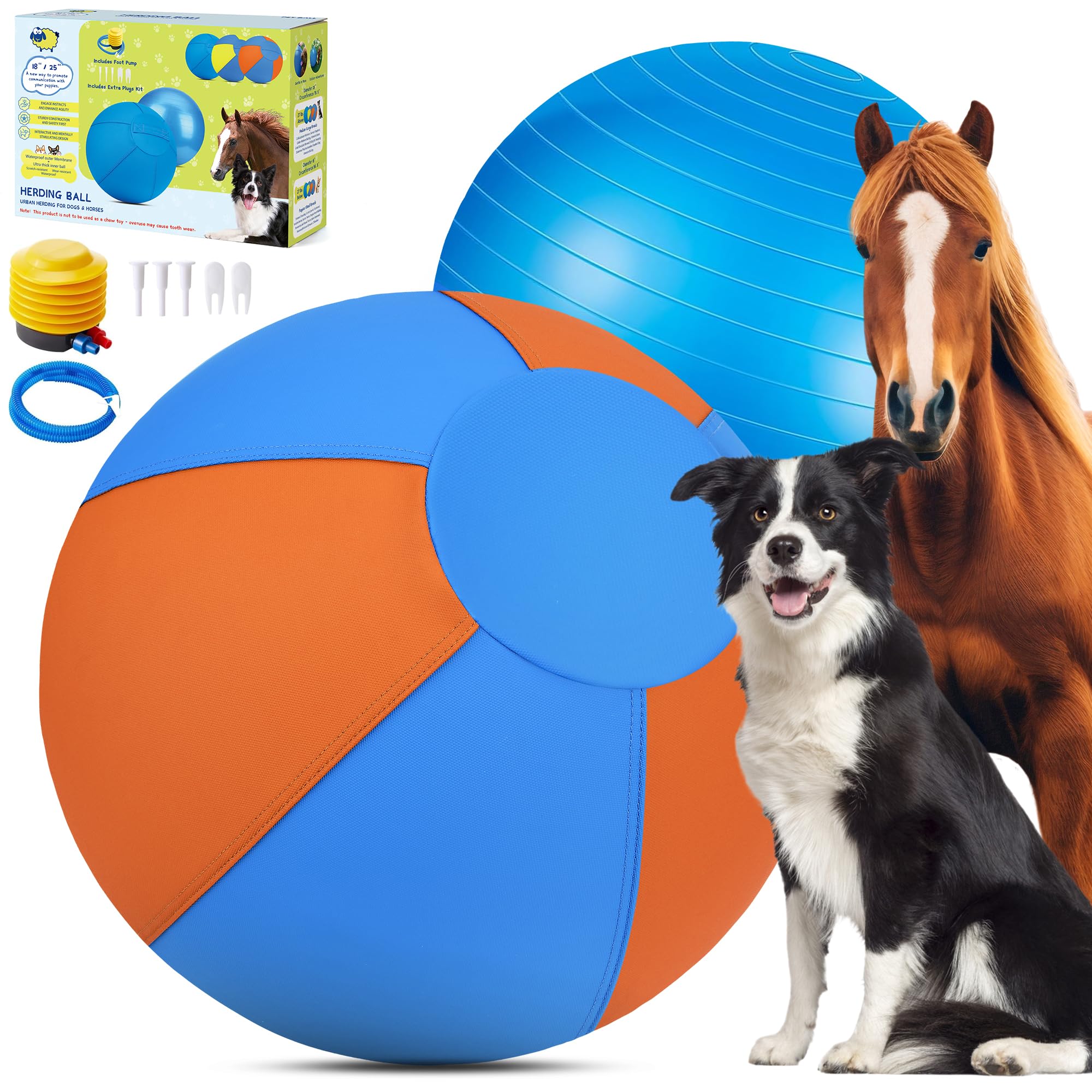 Srotek Herding Ball orange-blue in action boosts active play and agility training.