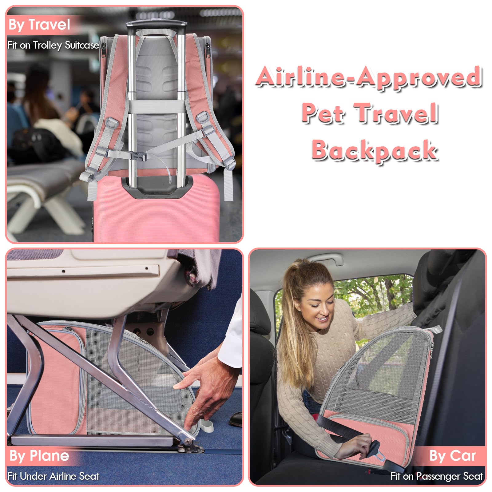 SSAWcasa cat backpack carrier side pocket for treats and essentials.