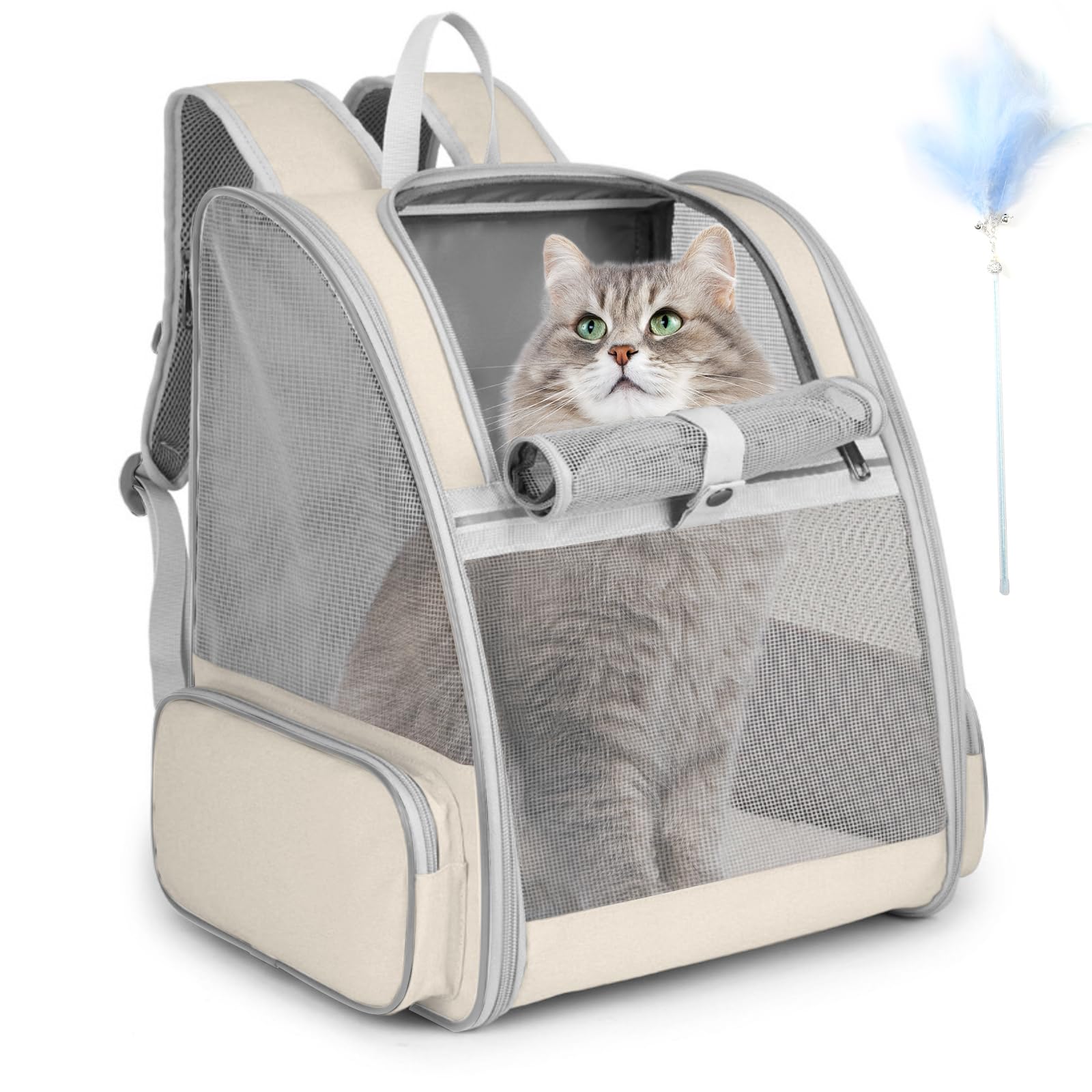 SSAWcasa cat backpack carrier front view for easy travel and pet visibility