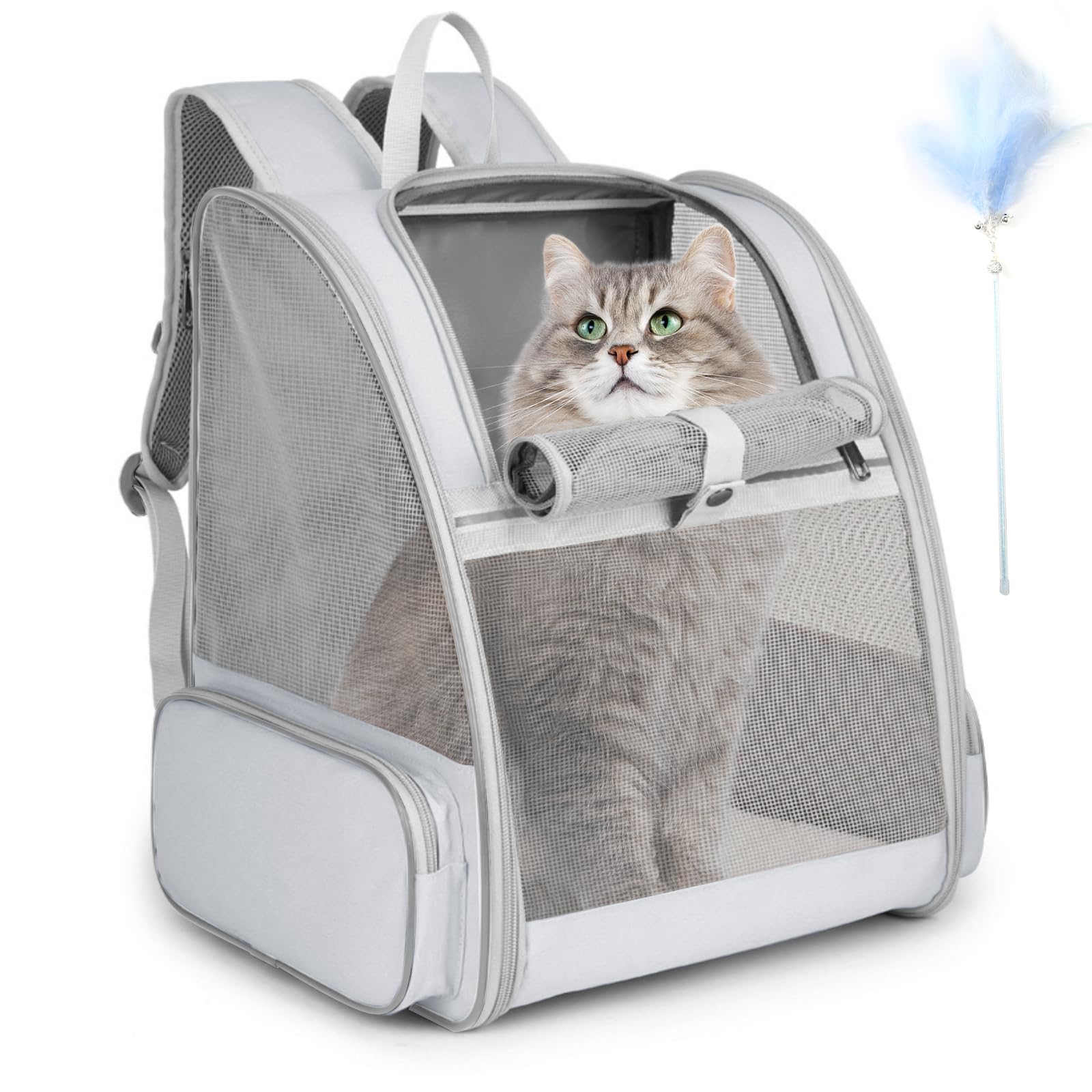 SSAWcasa cat backpack large front view shows travel-ready design for small pets up to 15 lbs